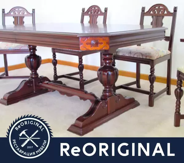 Реставрация обеденного стола и стульев